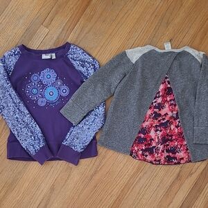 Girls' Purple and Gray Sweatshirts with Floral and Sequin Details